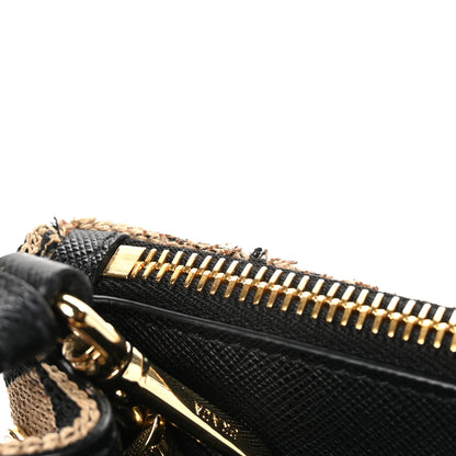 Prada Jacquard Saffiano Triangolo Symbole Embroidered Small Galleria Double Zip Tote Black Corda 10 of 10