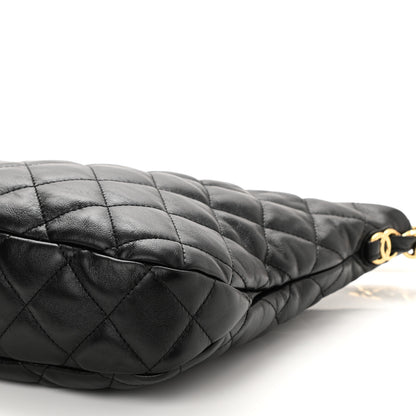 Chanel Lambskin Quilted Hobo Black 10 of 10