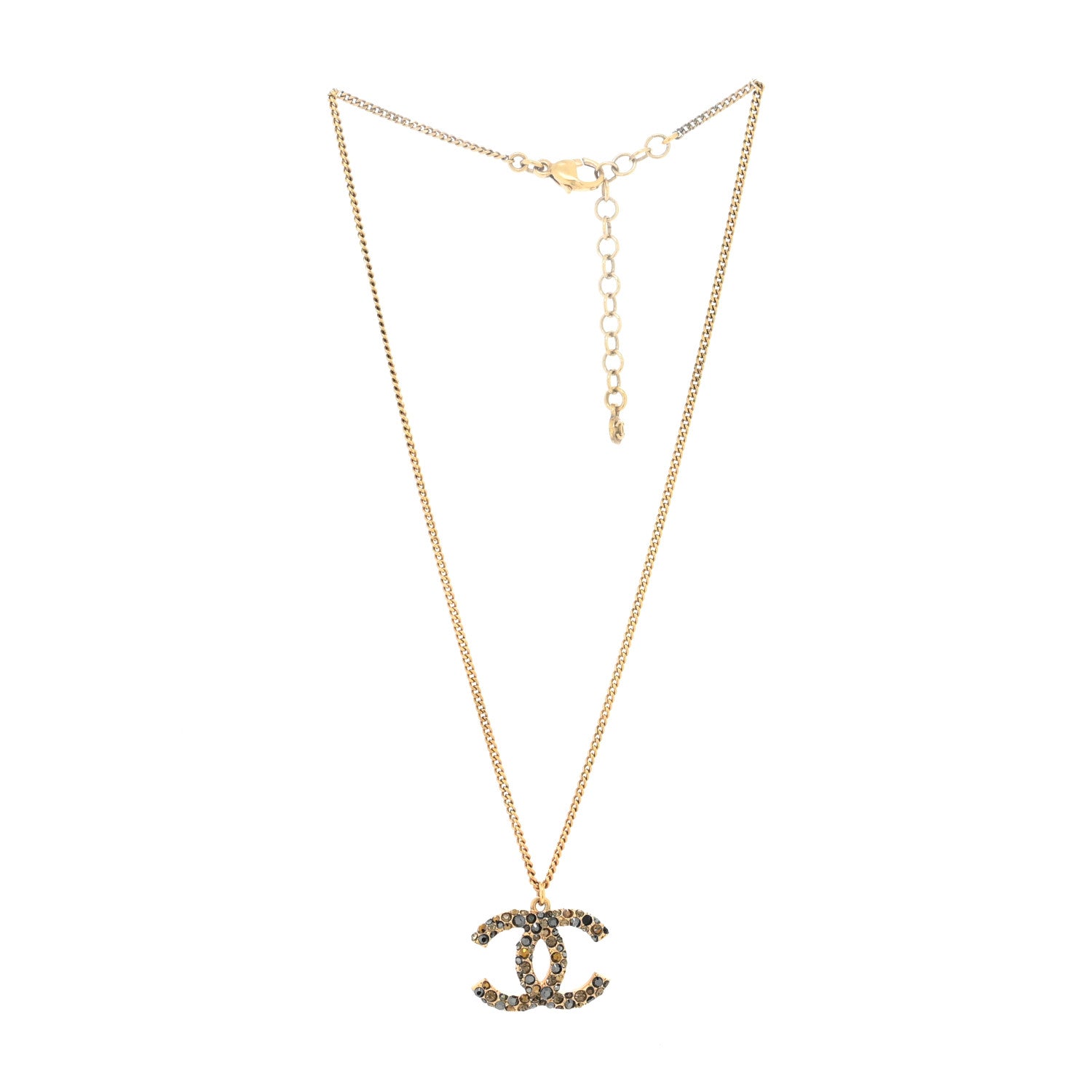 Chanel Crystal CC Necklace Multicolor Gold 2 of 3