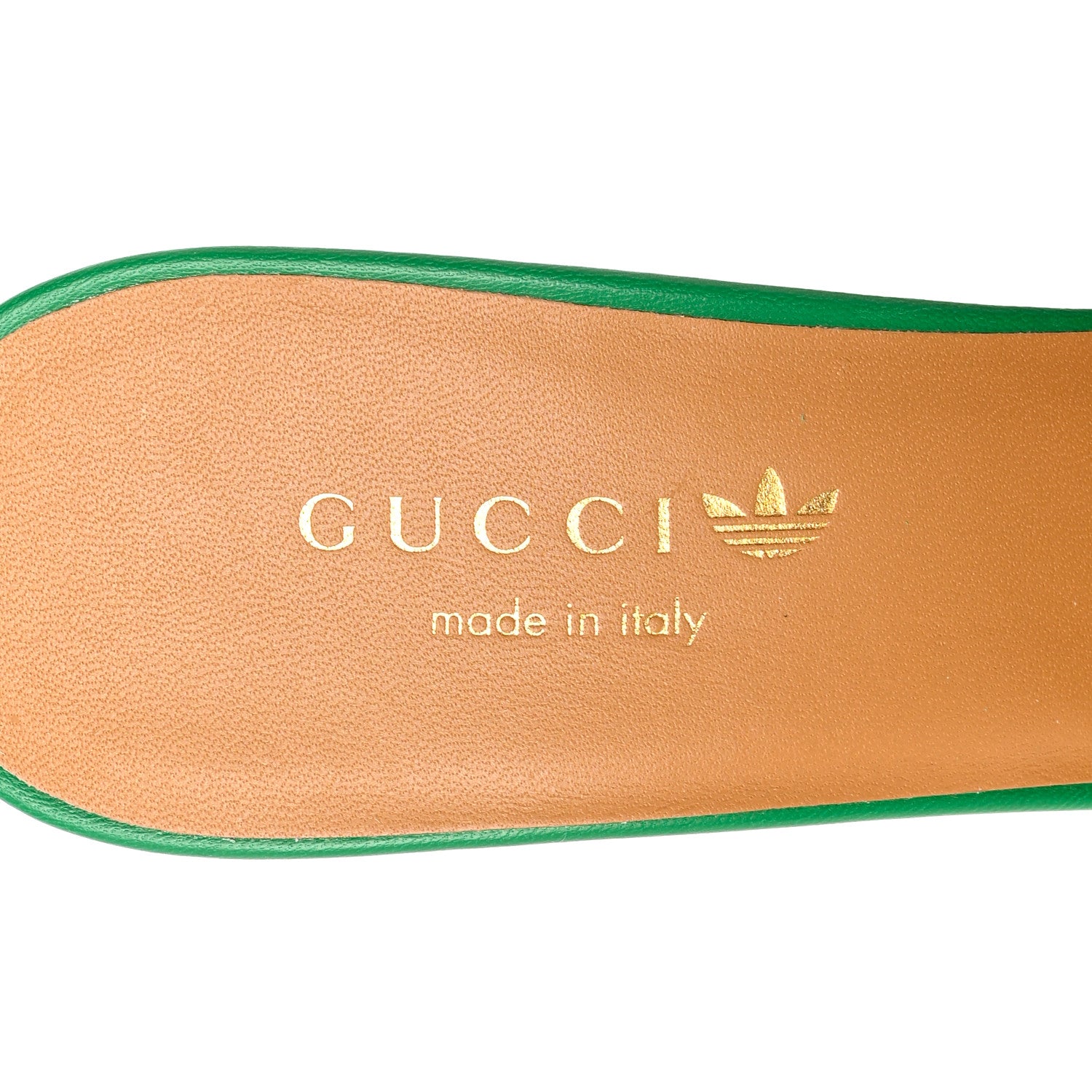 Gucci X ADIDAS Nappa Charlotte Suede Monogram Jumbo GG Trefoil 75mm Slide Sandals 37 New Shamarock Ivoire 7 of 9