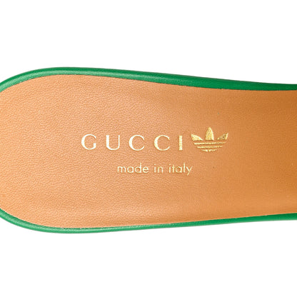 Gucci X ADIDAS Nappa Charlotte Suede Monogram Jumbo GG Trefoil 75mm Slide Sandals 37 New Shamarock Ivoire 7 of 9