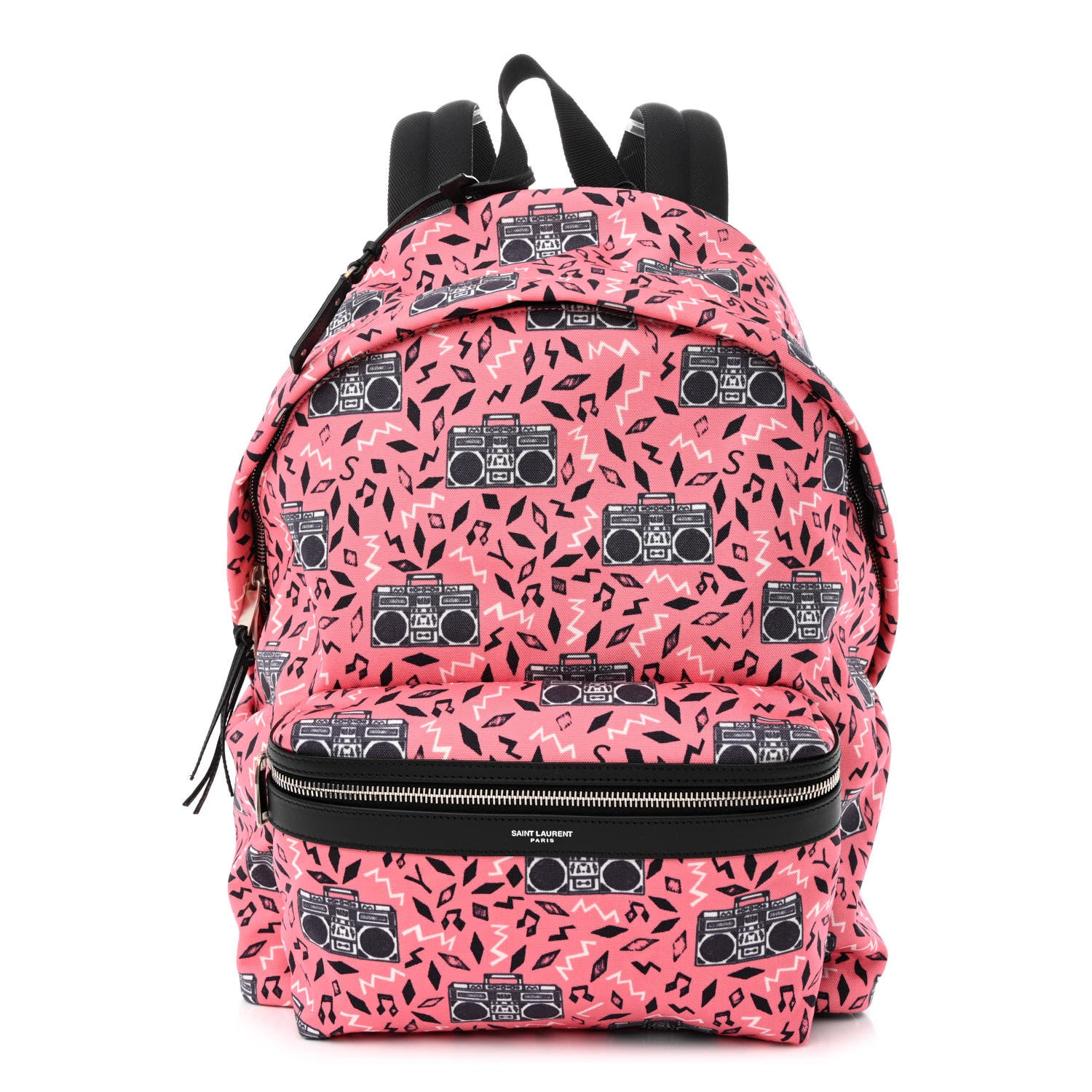 Saint Laurent Canvas Radio Print City Backpack Pink 1 of 11