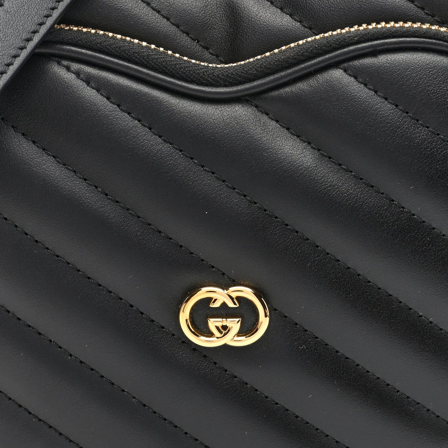 Calfskin Matelasse Diagonal Mini Interlocking G Heart Shoulder Bag Black