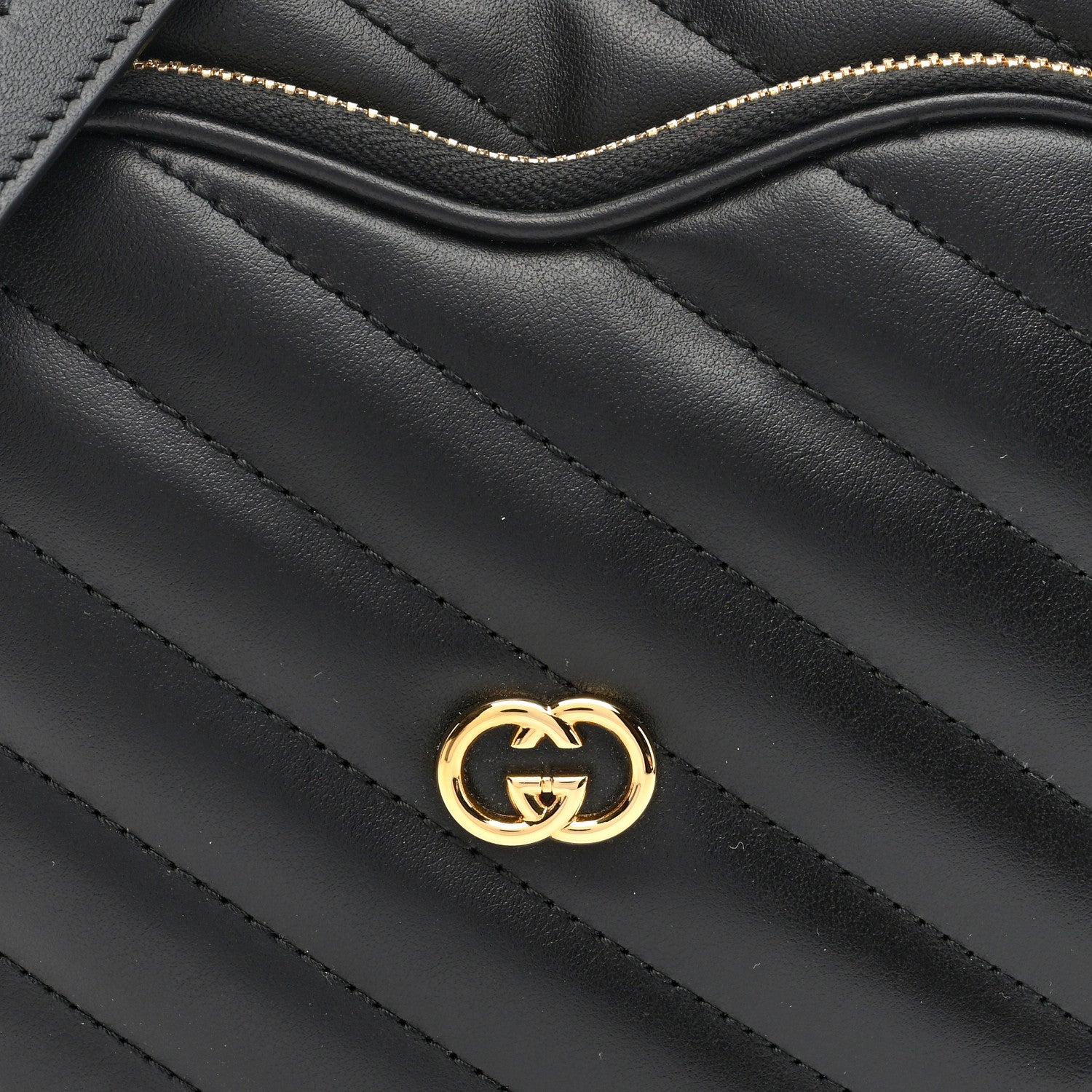 Gucci Calfskin Matelasse Diagonal Mini Interlocking G Heart Shoulder Bag Black 9 of 10