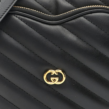Gucci Calfskin Matelasse Diagonal Mini Interlocking G Heart Shoulder Bag Black 9 of 10