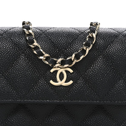 Chanel Caviar Quilted Mini Ribbon Wallet On Chain WOC Black 9 of 11
