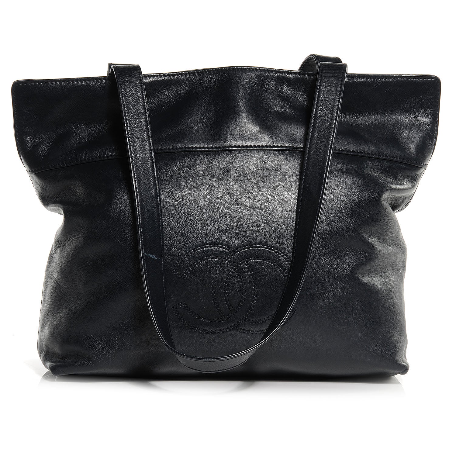Chanel Lambskin CC Shopper Tote Navy 1 of 7