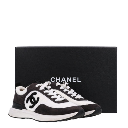 Chanel Nylon Suede Calfskin CC Sneakers 38 White Dark Grey 11 of 11