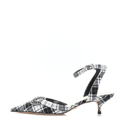 Christian Dior Canvas Tartan Gang Ankle Strap Slingback Pumps 40 Black 1 of 8