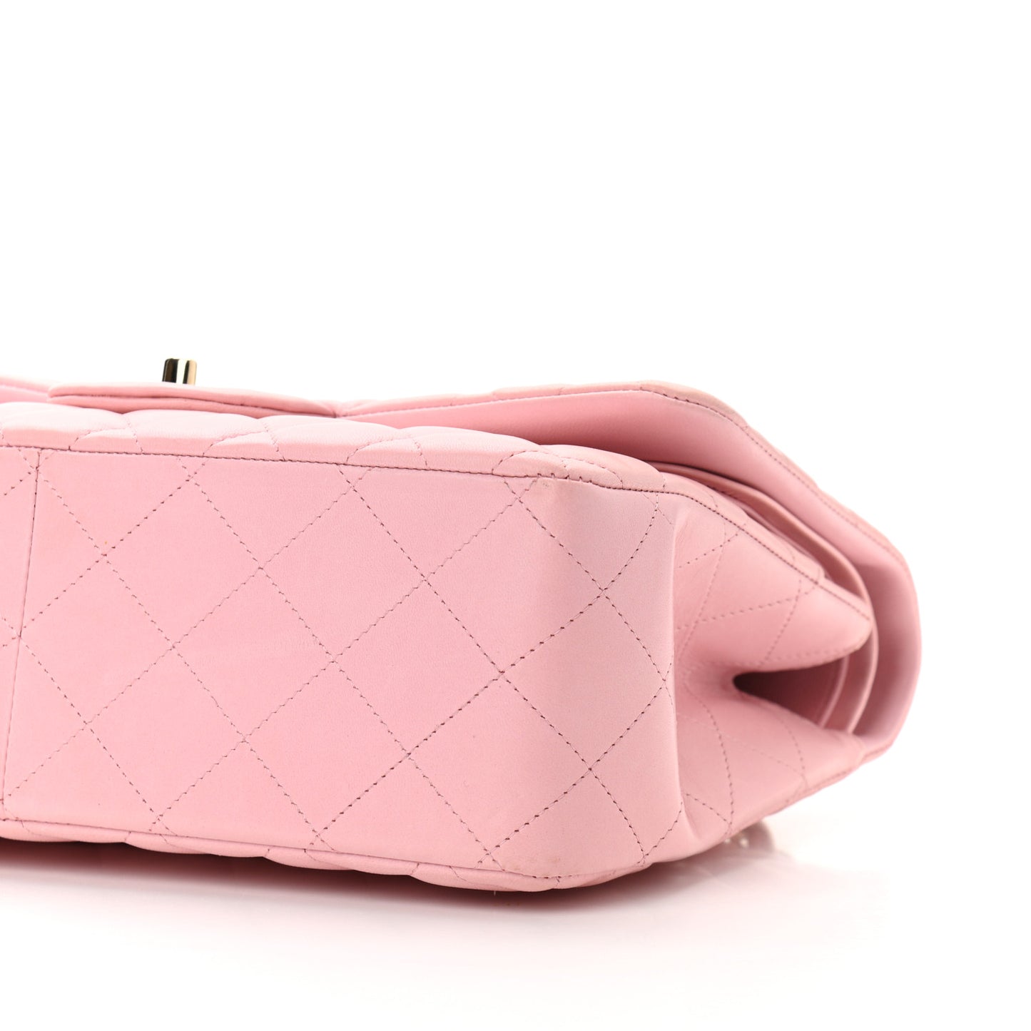 Lambskin Quilted Jumbo Double Flap Light Pink