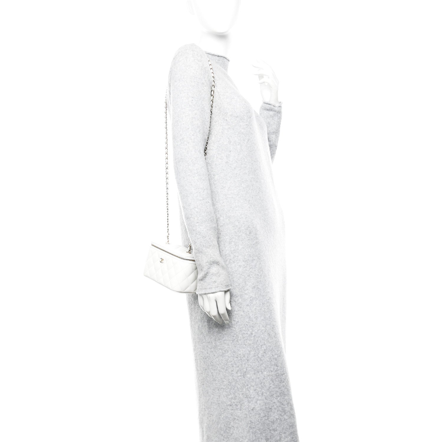Chanel Caviar Quilted Small Vanity Case With Chain White 2 of 12