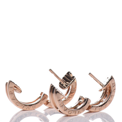 Bulgari 18K Rose Gold Diamond Small B.Zero1 Hoop Earrings 5 of 6