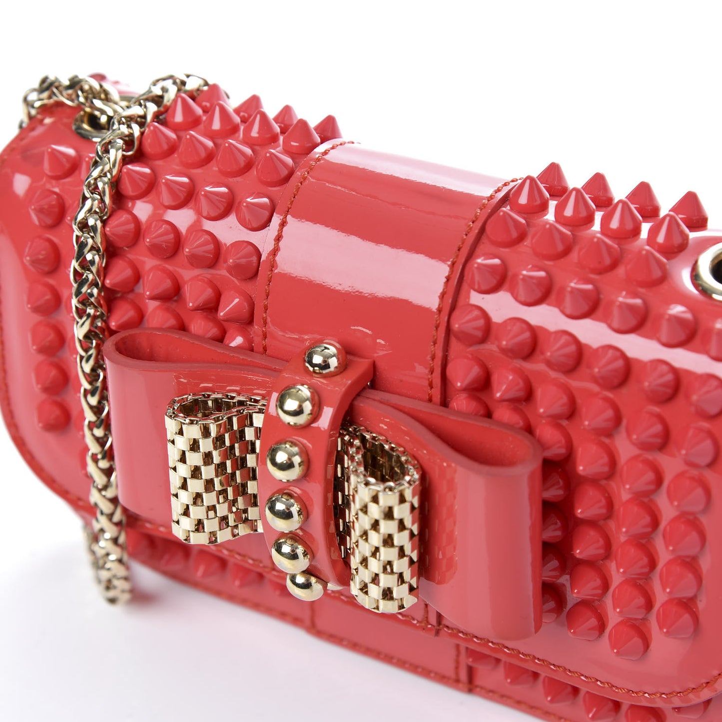 Patent Spiked Sweety Charity Crossbody Bag Framboise