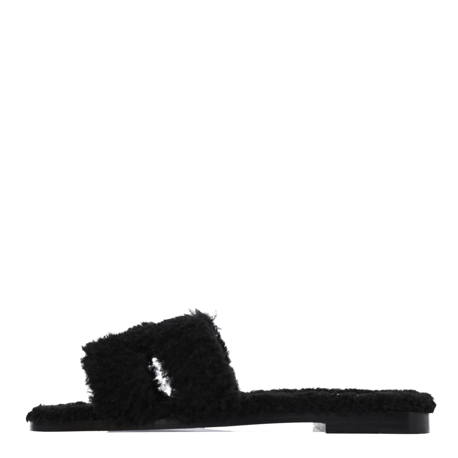 Hermes Woolskin Oran Sandals 36 Black 1 of 4