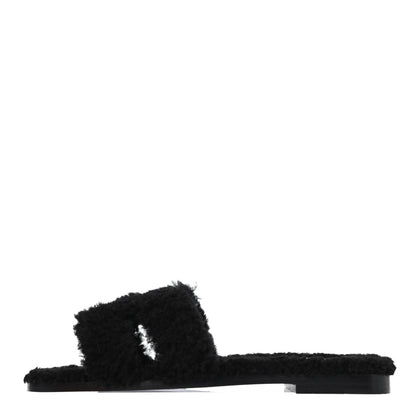 Hermes Woolskin Oran Sandals 36 Black 1 of 4