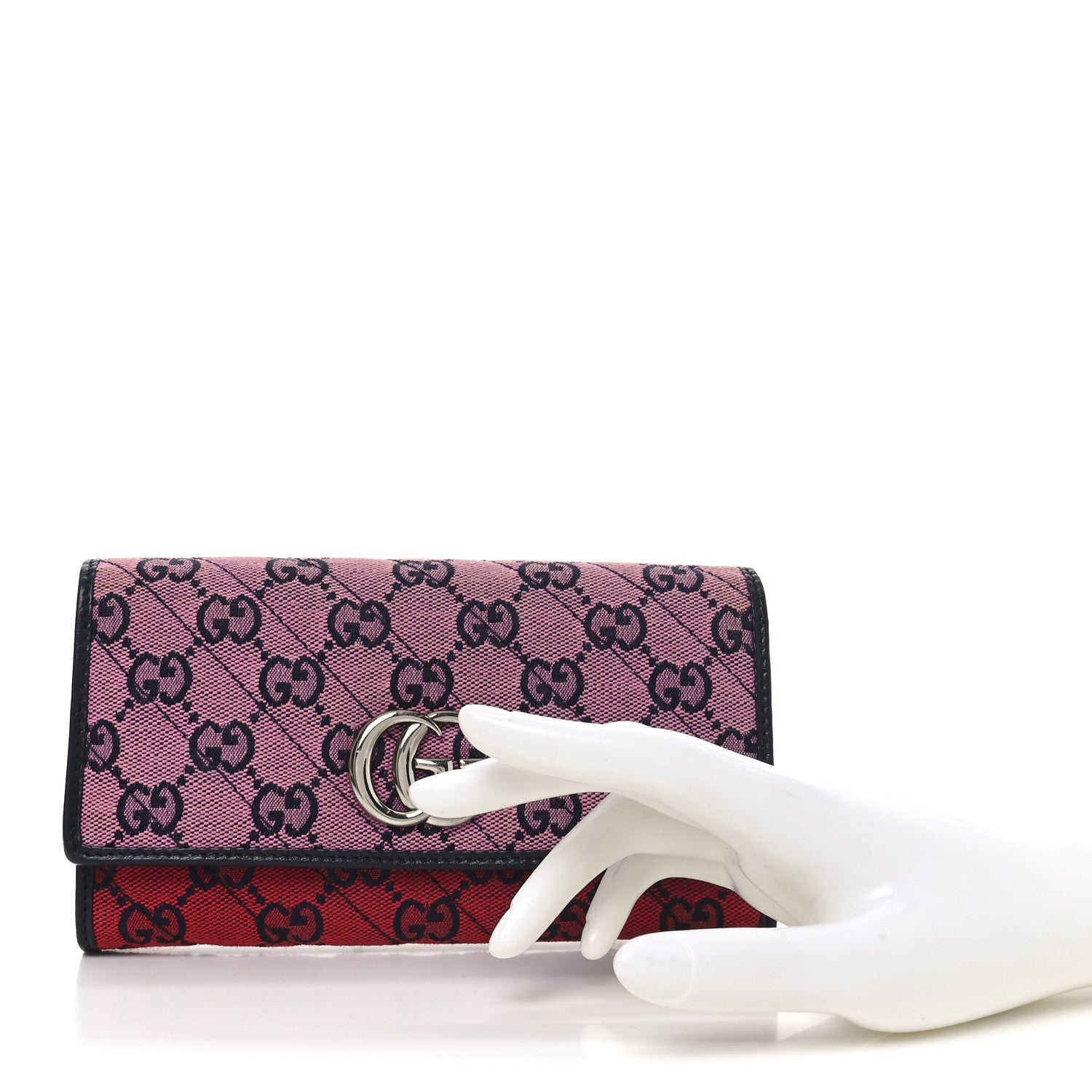 Gucci Monogram Multicolor Matelasse Diagonal GG Marmont Continental Wallet Red Pink Green 2 of 8