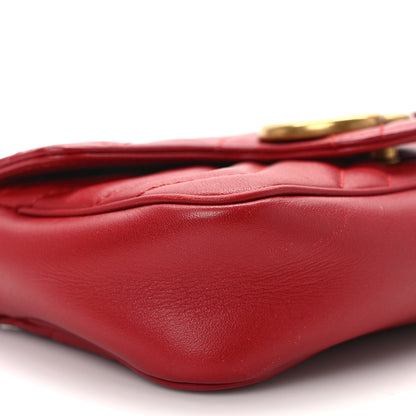 Gucci Calfskin Matelasse Super Mini GG Marmont Shoulder Bag Hibiscus Red 9 of 14