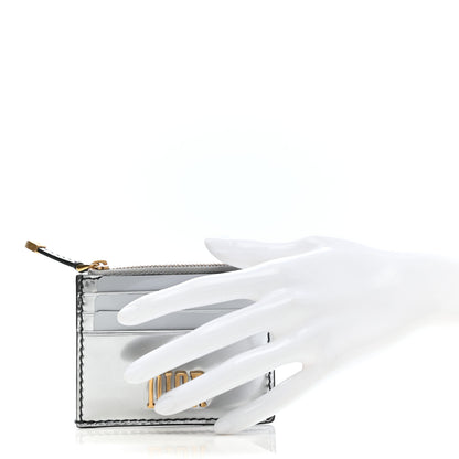 Christian Dior Metallic Calfskin D-Fence Card Holder Silver 2 of 6