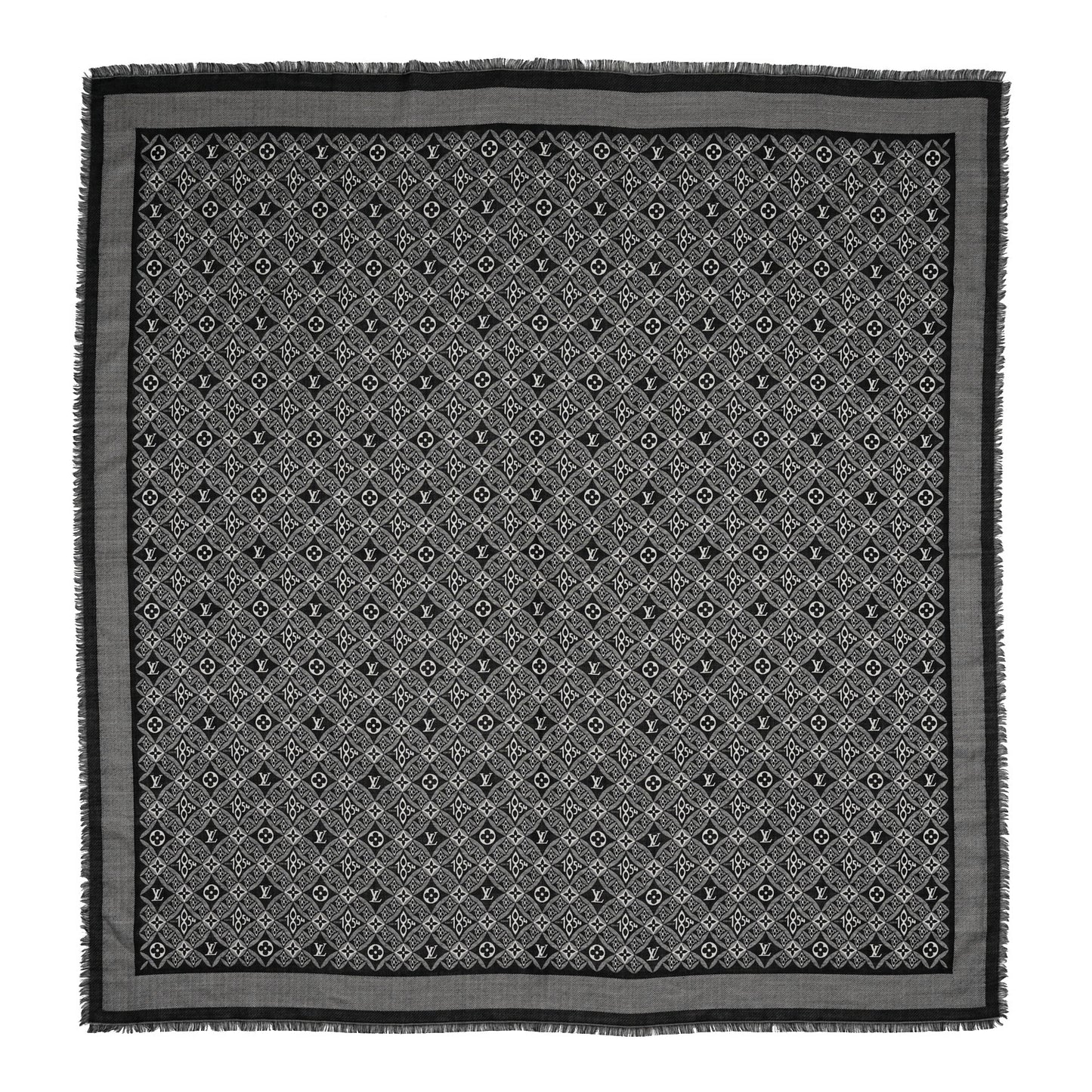 Silk Wool Jacquard Since 1854 Monogram Shawl Gray