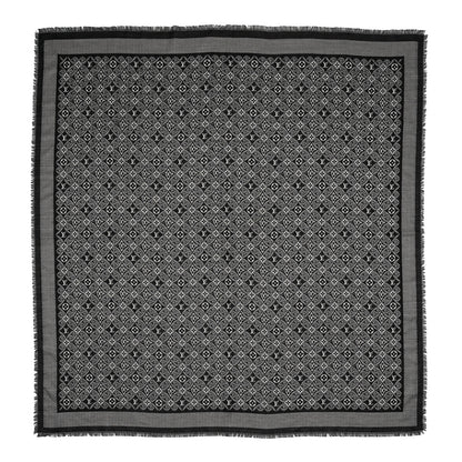 Louis Vuitton Silk Wool Jacquard Since 1854 Monogram Shawl Gray 2 of 6
