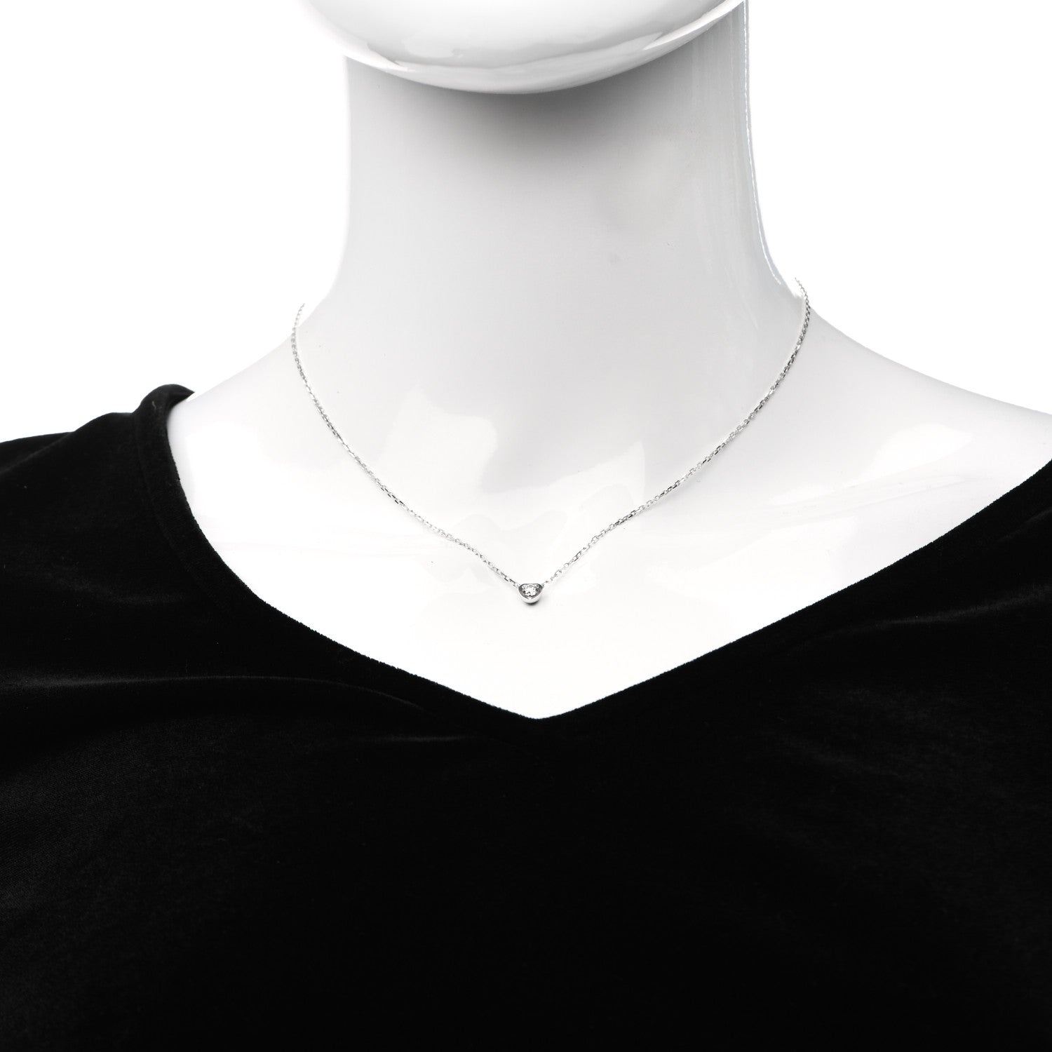 Cartier 18K White Gold Diamond D'Amour Heart Pendant Necklace 2 of 5