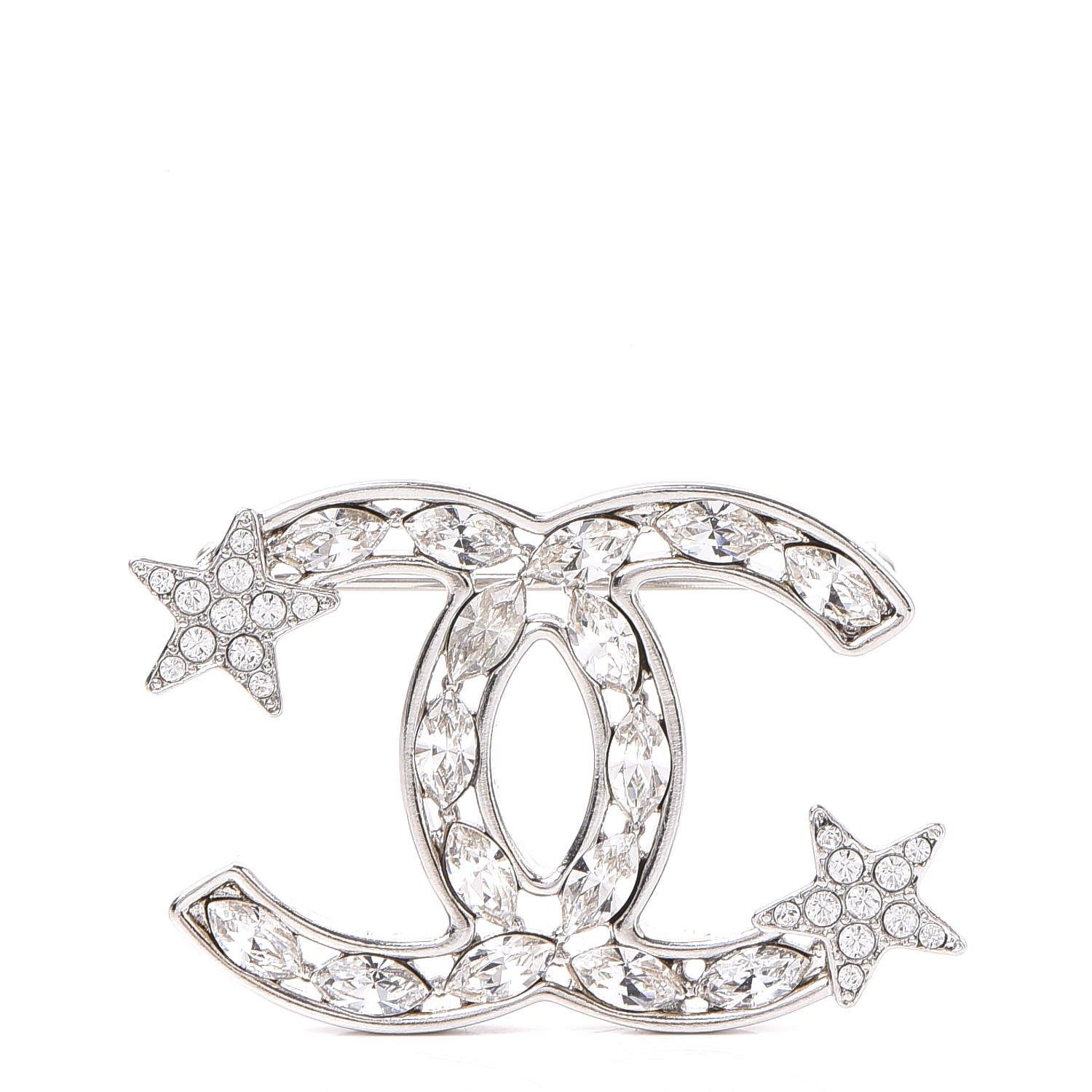 Chanel Crystal Starfall CC Brooch Silver 1 of 5