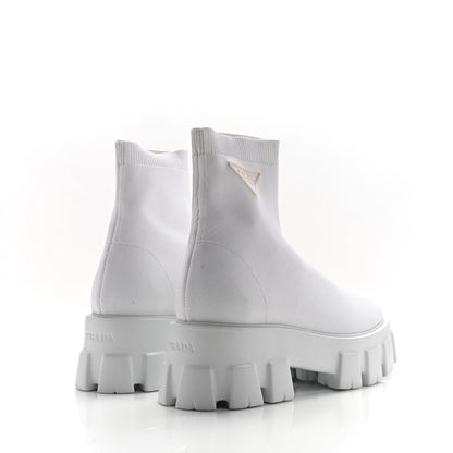 Prada Knit Rubber Triangle Logo Monolith 55mm Ankle Boots 38 Bianco 3 of 9