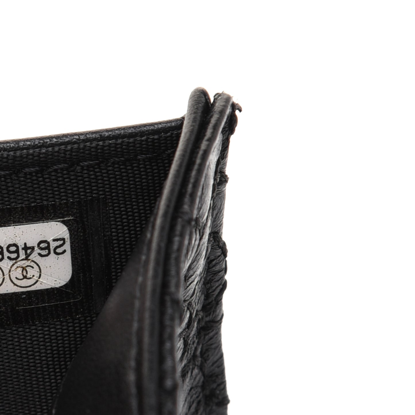Lambskin Camellia Embossed Small Double Wallet Black