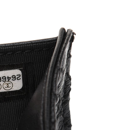 Chanel Lambskin Camellia Embossed Small Double Wallet Black 9 of 13