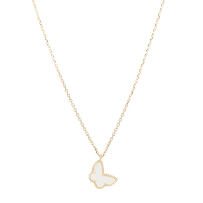 Van Cleef & Arpels 18K Yellow Gold Mother of Pearl Sweet Alhambra Butterfly Pendant Necklace 1 of 7