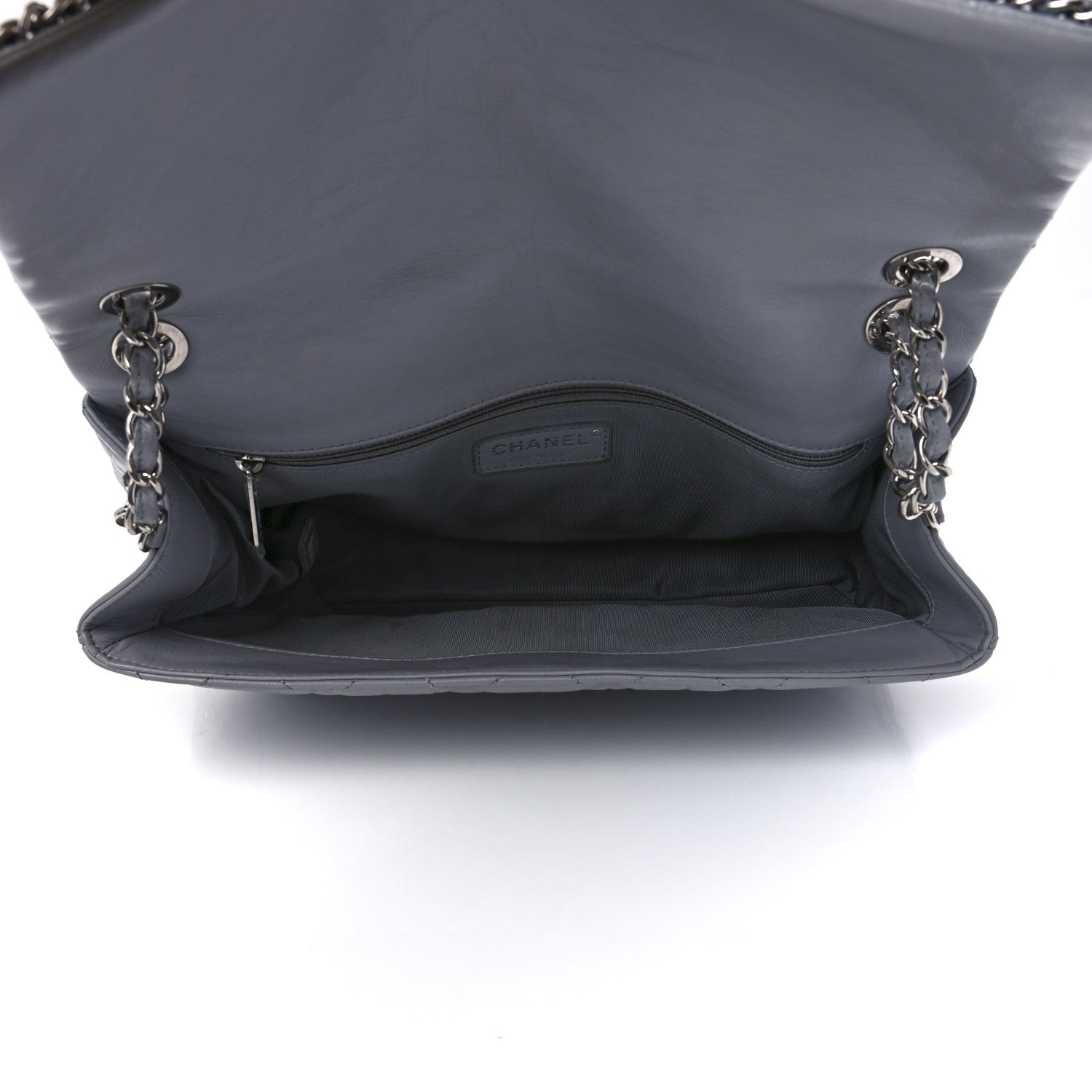 Chanel Crumpled Calfskin Large Chain All Over Flap Grey 5 of 11