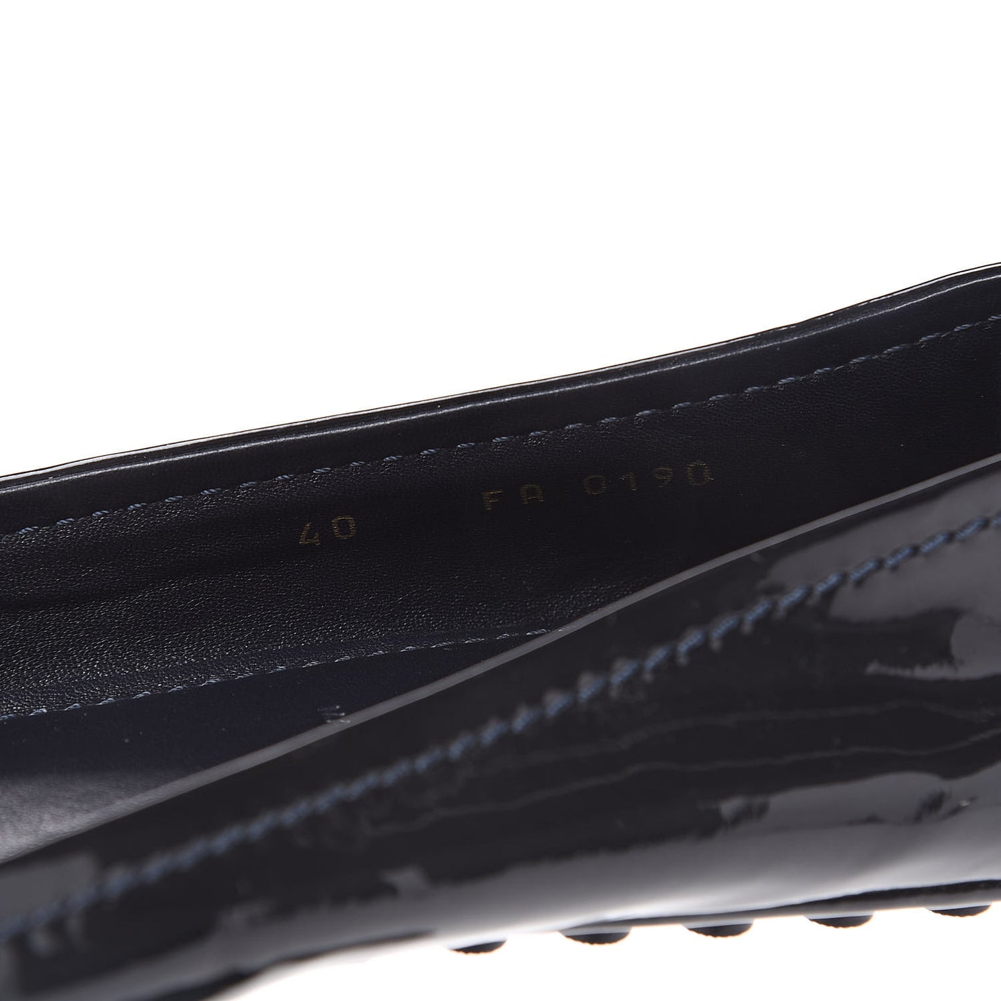 Patent Calfskin Oxford Ballerina Flats 40 Black