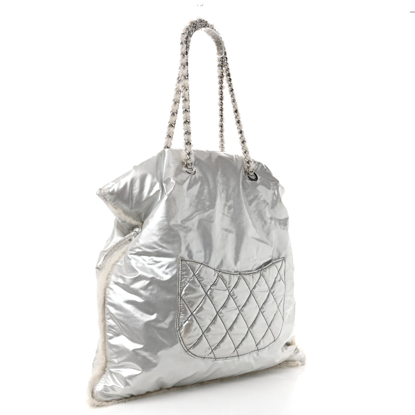 Vinyl Mohair Trimmed CC Bonbons Tote Silver