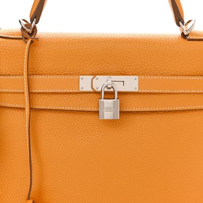 Hermes Taurillon Clemence Kelly Retourne 35 Moutarde Etain 8 of 21