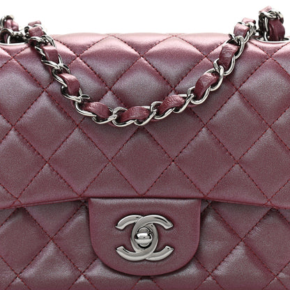 Chanel Iridescent Lambskin Quilted Mini Square Flap Burgundy 8 of 11