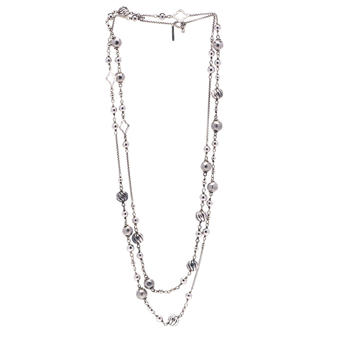 Sterling Silver Quatrefoil Bead Chain Necklace