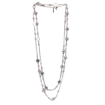 David Yurman Sterling Silver Quatrefoil Bead Chain Necklace 2 of 3