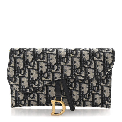 Christian Dior Oblique Saddle Chain Long Wallet Blue 1 of 9