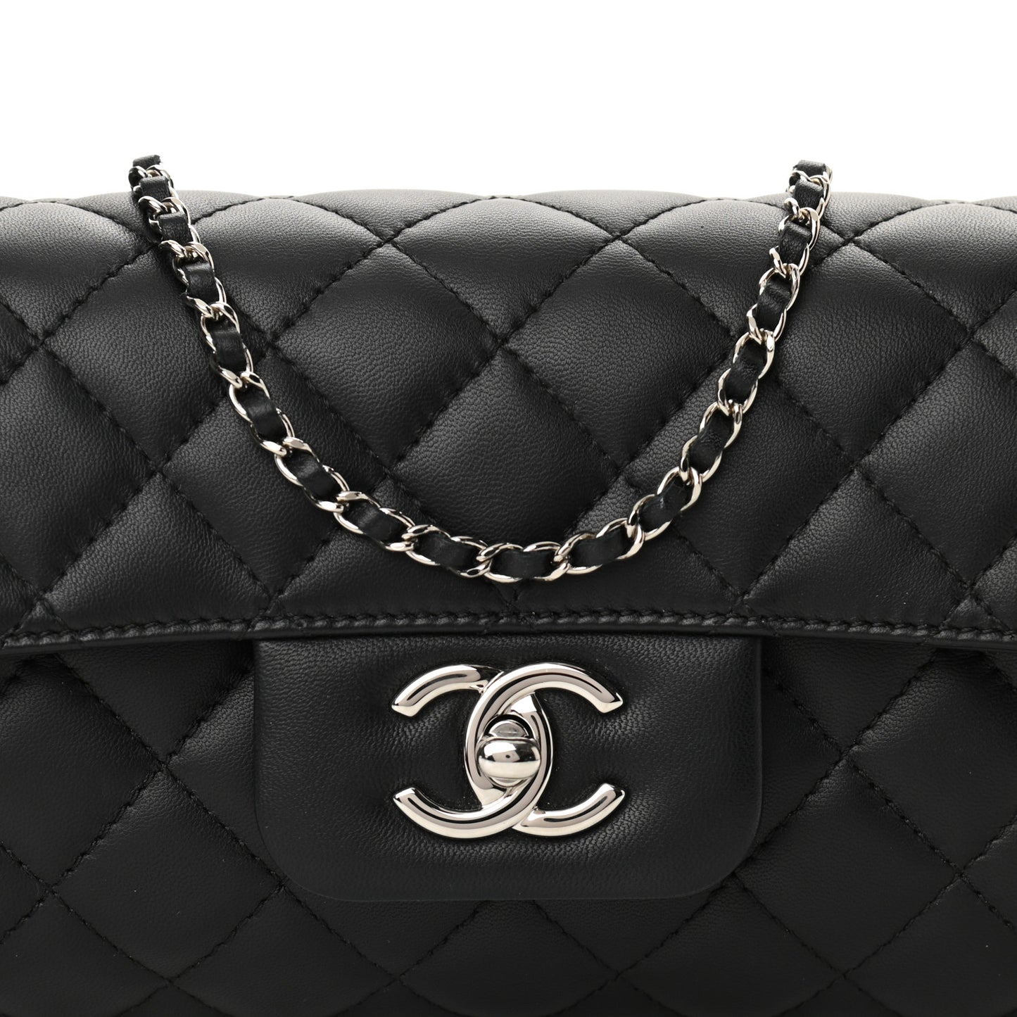 Lambskin Quilted By 4 Flap Crossbody Black