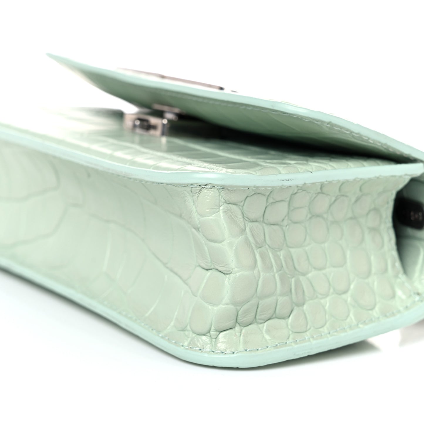 Extra Supple Calfskin Crocodile Embossed Gossip Chain Bag XS Light Green