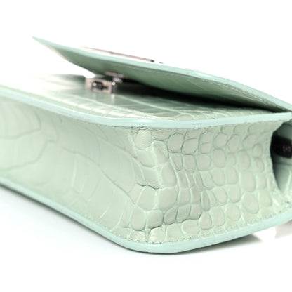 Balenciaga Extra Supple Calfskin Crocodile Embossed Gossip Chain Bag XS Light Green 7 of 8