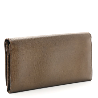 Prada Metallic Saffiano Continental Flap Wallet Bronze 3 of 15