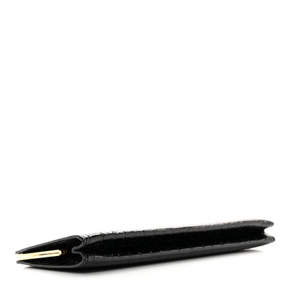 Saint Laurent Lacquered Calfskin Crocodile Embossed Small Midnight Clutch Black 4 of 11