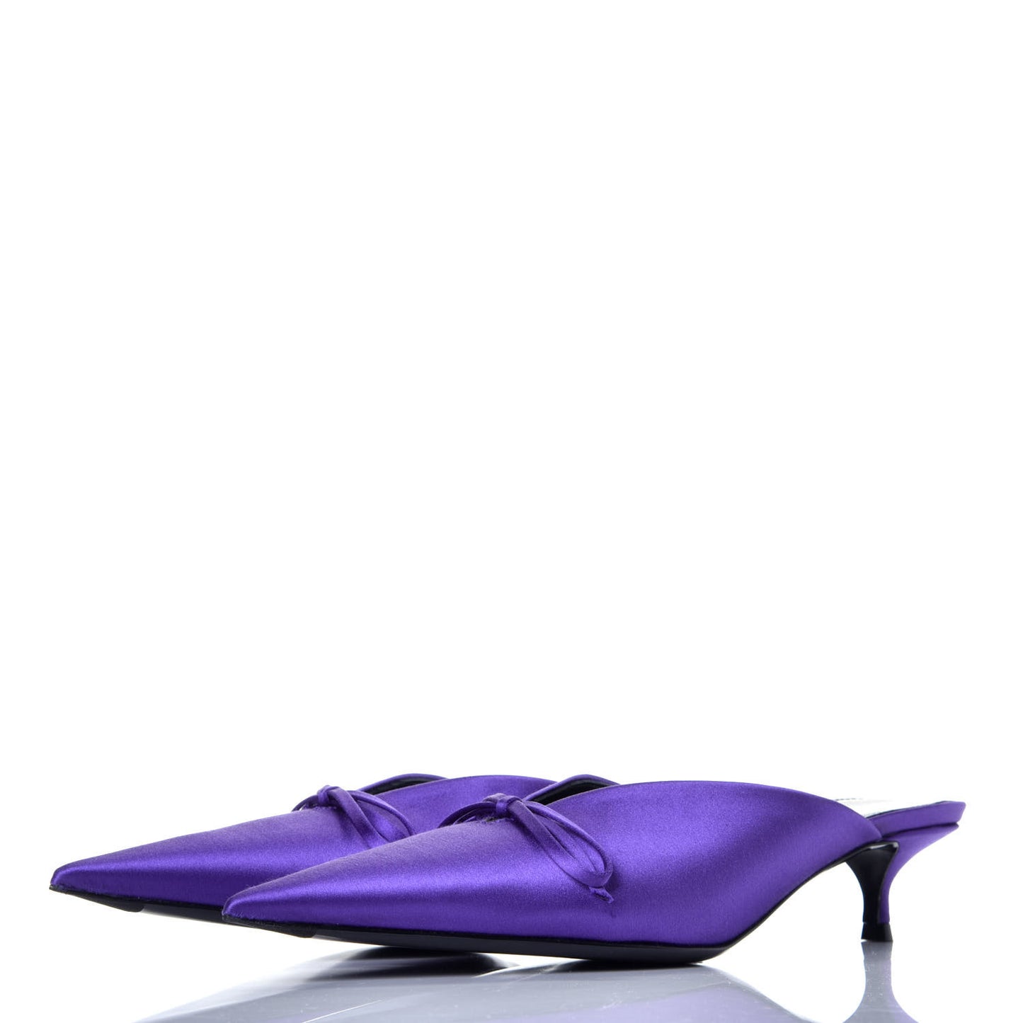 Satin Pointed Toe Knife 40mm Mules 38 Violet Vif