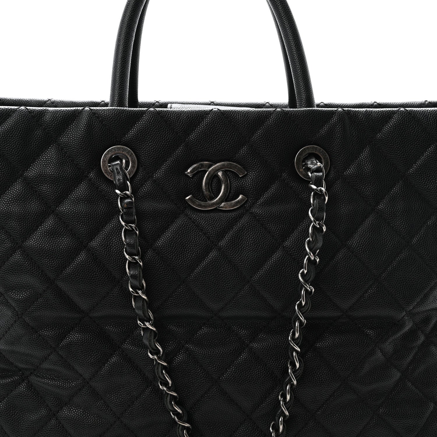 Chanel Caviar Quilted Large Coco Handle Shopping Tote Black 8 of 10