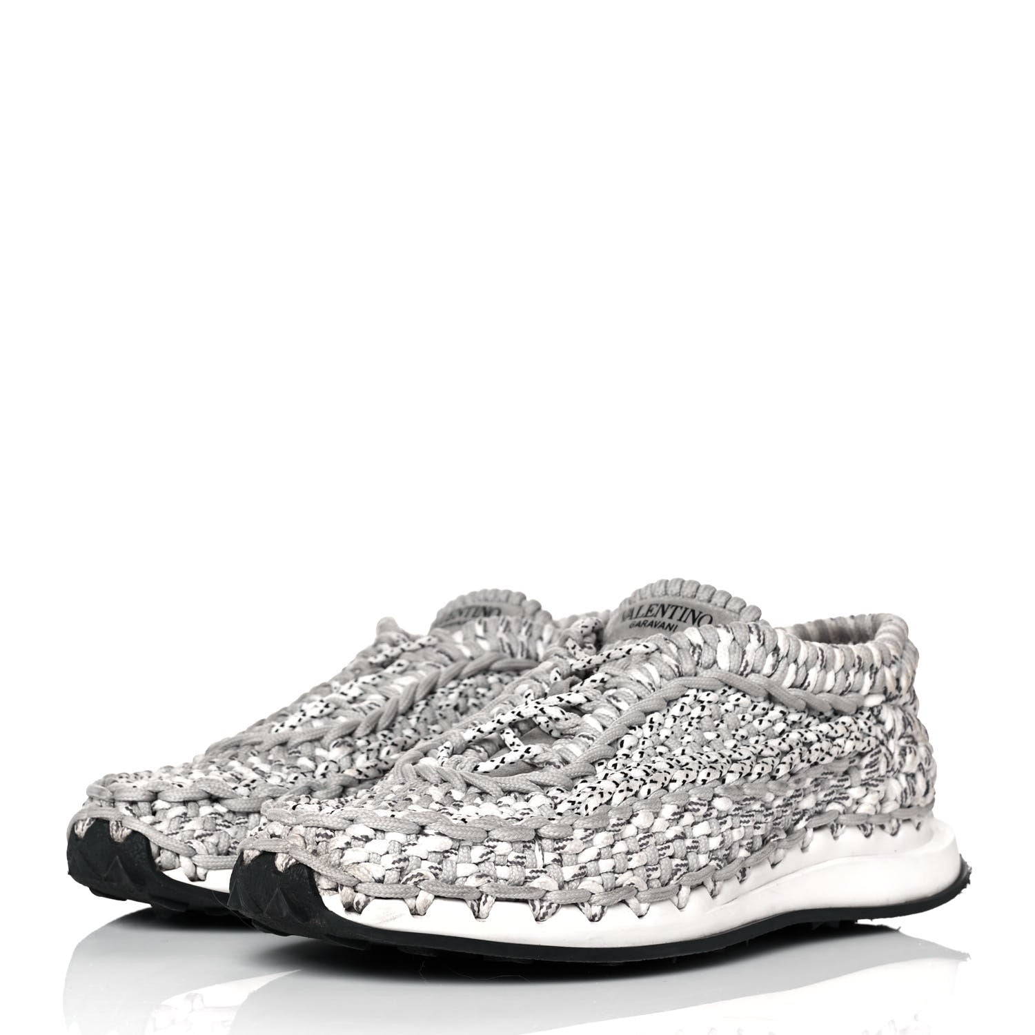 Valentino Garavani Fabric Crochet Mens Low Top Sneakers 44 Pastel Grey 3 of 10