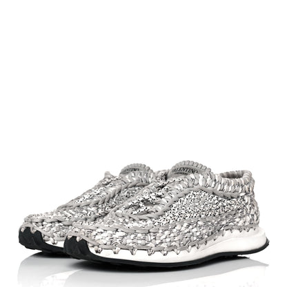 Valentino Garavani Fabric Crochet Mens Low Top Sneakers 44 Pastel Grey 3 of 10