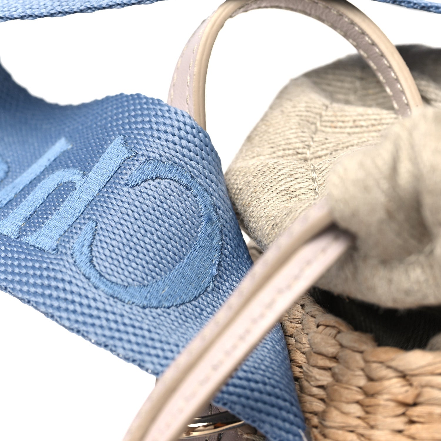 Chloe Raffia Calfskin Small Woody Basket Bag Washed Blue 12 of 12