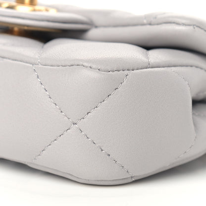 Chanel Calfskin Quilted Lady Handle Flap Card Holder With Chain Grey 10 of 12