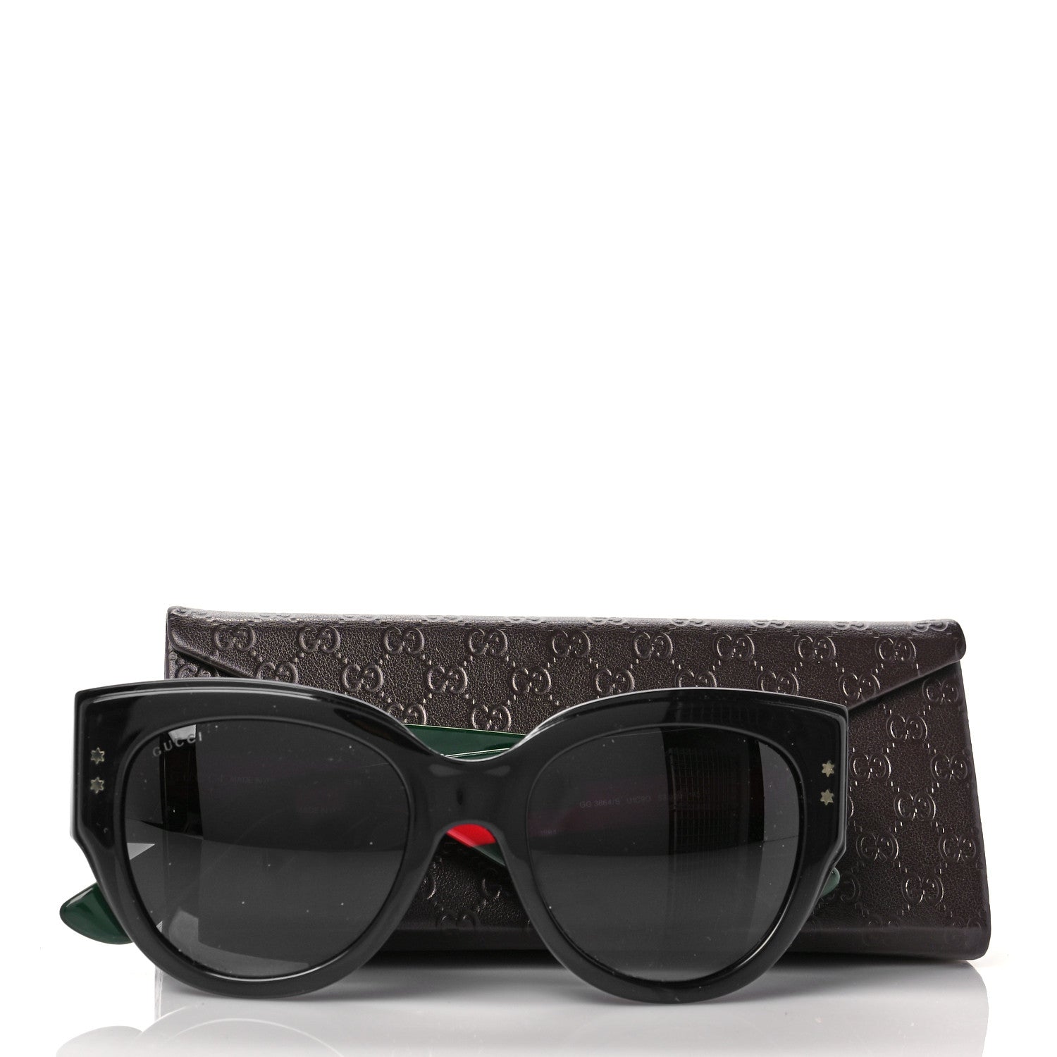 Gucci Acetate Oversized Rectangle Frame Web Sunglasses GG3864/S Black 7 of 7